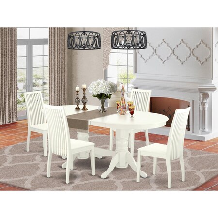 East West Furniture 5 Piece Vancouver Dining-room Set - Linen White VAIP5-LWH-W